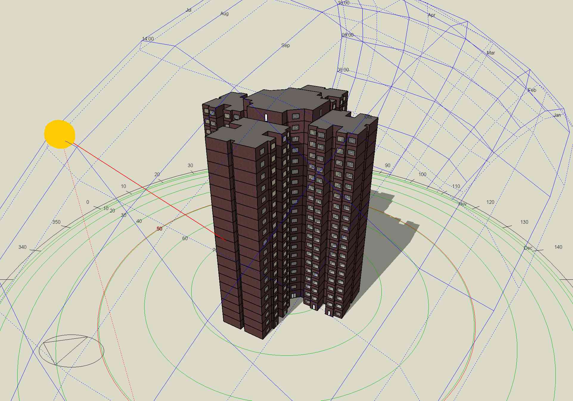 High-rise residential sun-path study, Hong Kong